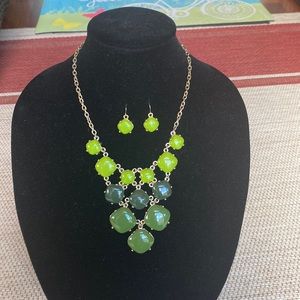 Green Costume Jewelry  - Earrings and Statement Necklace